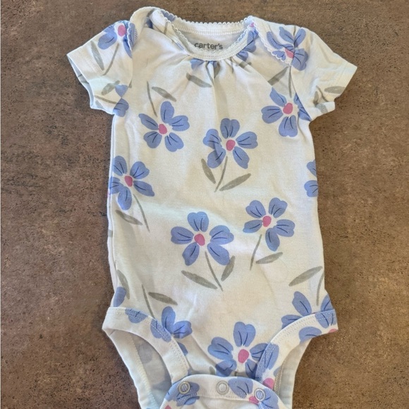 Carter's -Pink, Purple, and Blue Floral Baby Bodysuits, Size 3M - Picture 2 of 11